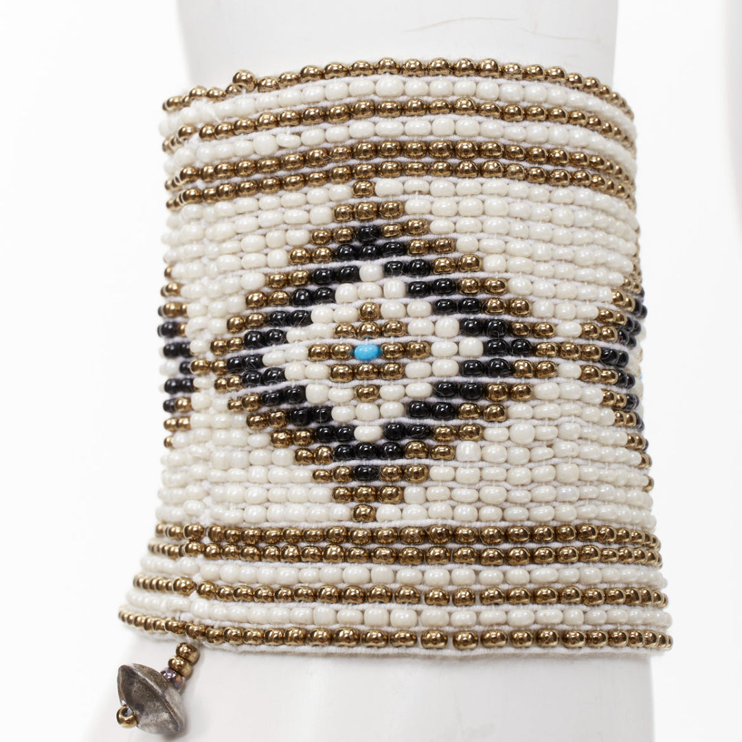 rare SAINT LAURENT Hedi Slimane Hippie Miyuki ethnic bead elastic cuff bracelet