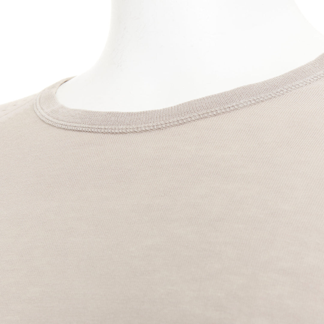 LOUIS VUITTON taupe cotton silk LV logo long sleeve fine knit sweater S