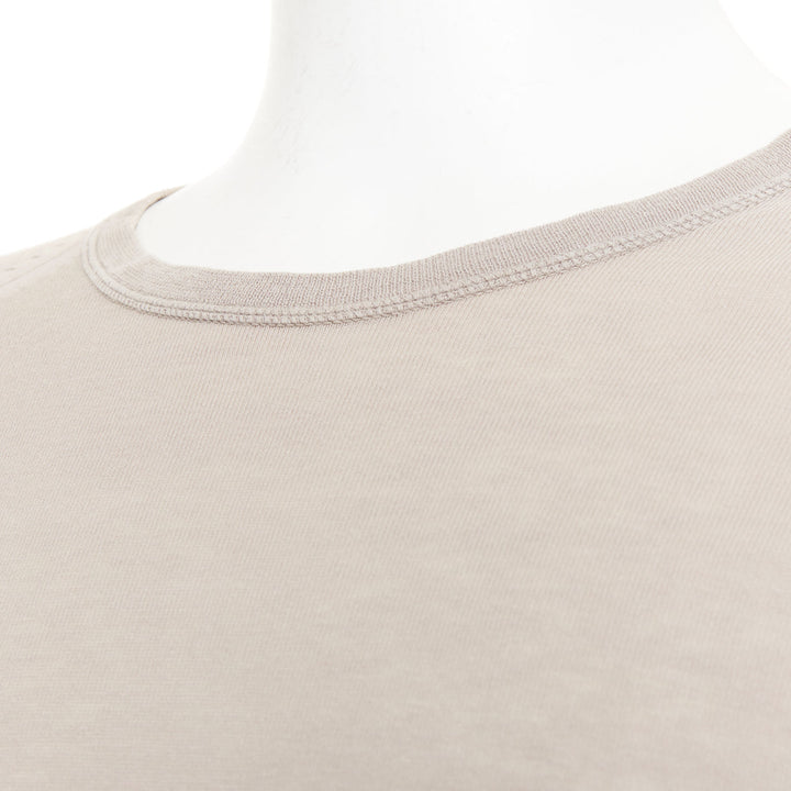 LOUIS VUITTON taupe cotton silk LV logo long sleeve fine knit sweater S