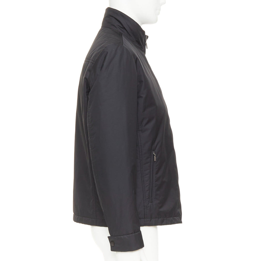 BRIONI black water repellent nylon  plush lined storm jacket M