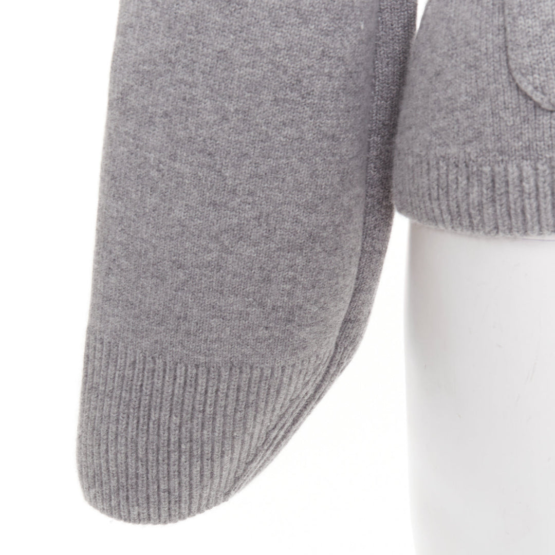 KHAITE The Scarlet grey cashmere blend geometric cuff V neck cardigan XS