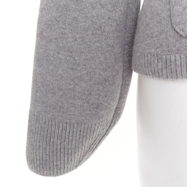 KHAITE The Scarlet grey cashmere blend geometric cuff V neck cardigan XS