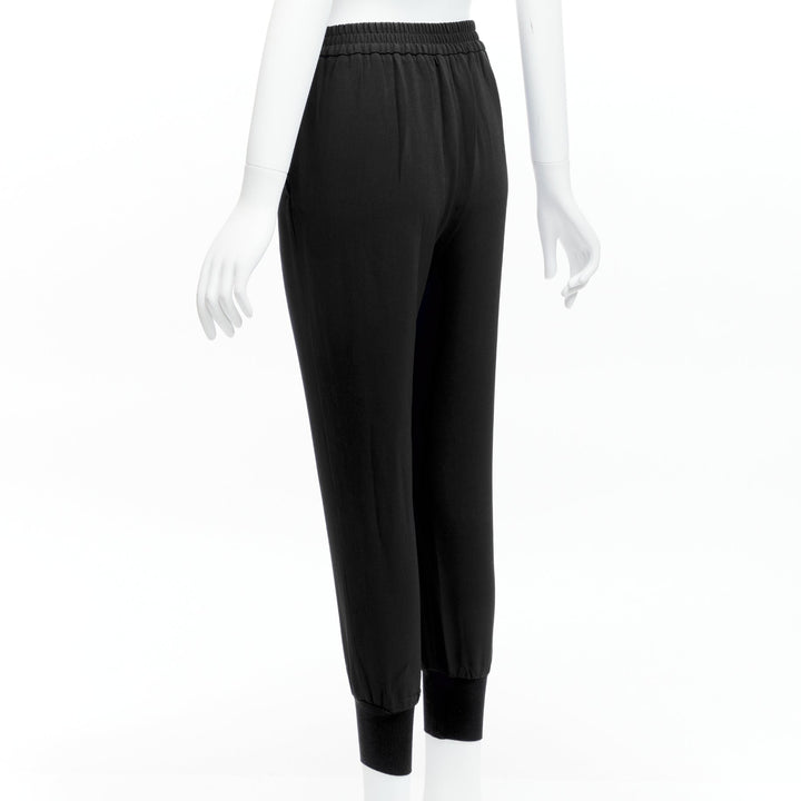 STELLA MCCARTNEY black minimalist elastic waist cropped jogger pants IT34 XXS