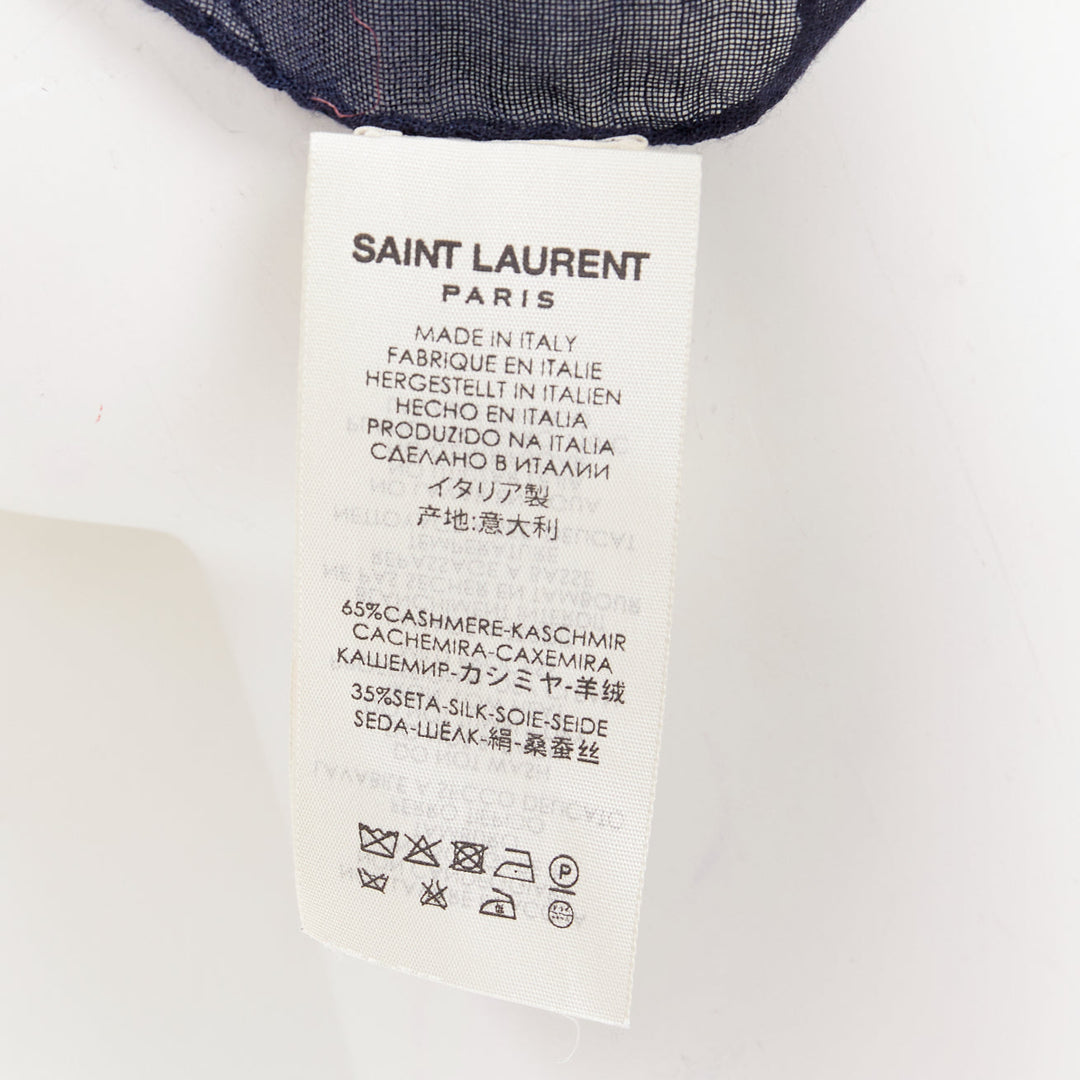 SAINT LAURENT 2016 Runway Surf Sound navy blue paisley cashmere silk wrap scarf