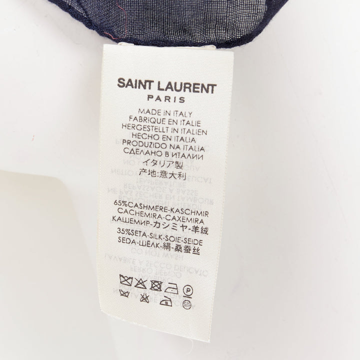 SAINT LAURENT 2016 Runway Surf Sound navy blue paisley cashmere silk wrap scarf