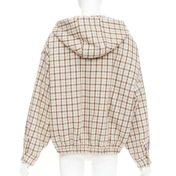 MIU MIU 2023 cocoa brown check logo hooded blouson jacket IT38 XS ASAP Rocky