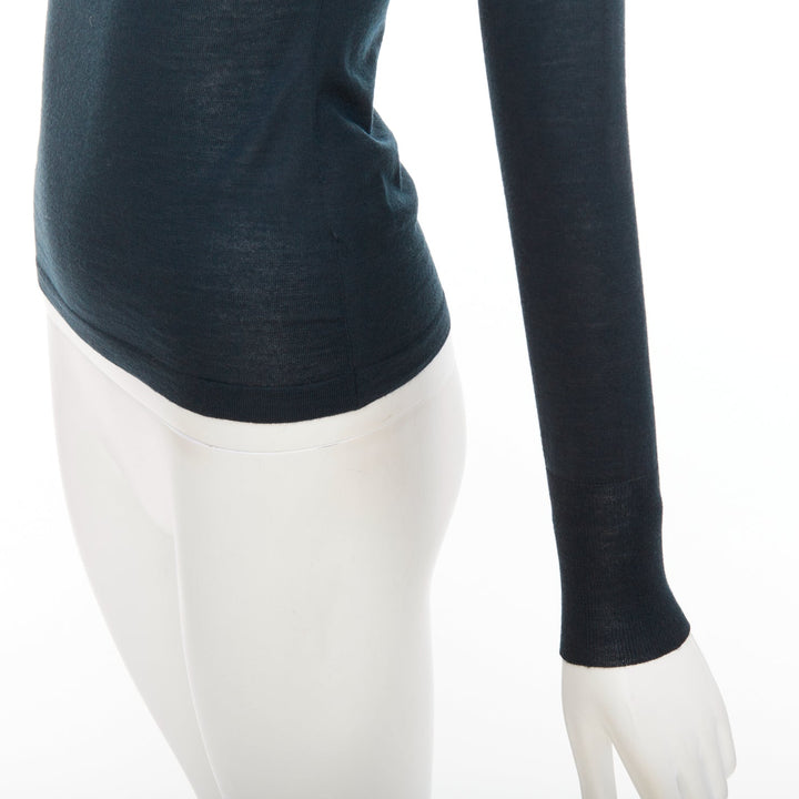 ALAIA forest green lightweight wool bateau neck pullover sweater FR36 S