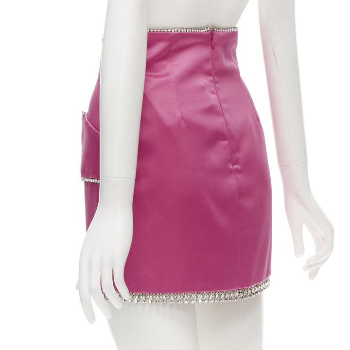 GIUSEPPE DI MORABITO pink satin bling crystal rhinestone mini skirt IT38 XS