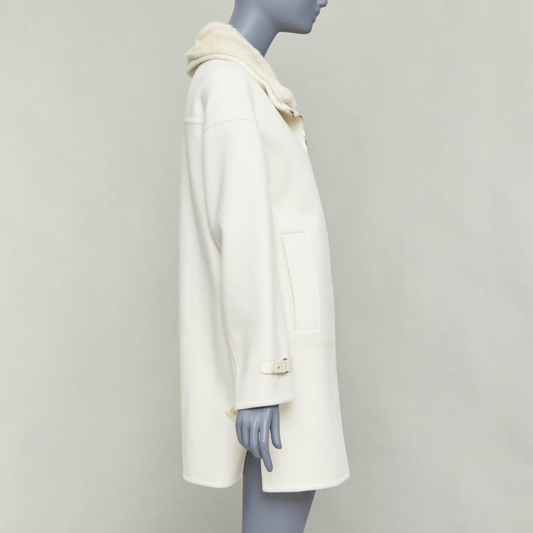 LORO PIANA Baby Cashmere Jubilee cream double face cashmere lambskin fur coat S
