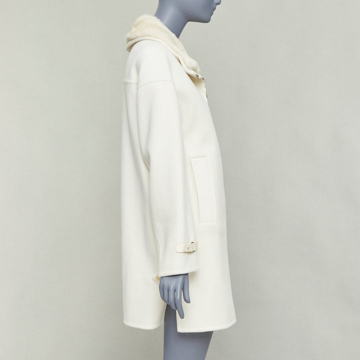 LORO PIANA Baby Cashmere Jubilee cream double face cashmere lambskin fur coat S
