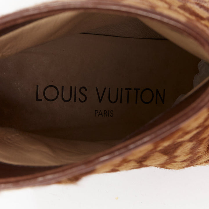 LOUIS VUITTON 1999 Vintage Marc Jacobs Damier Sauvage calfhair ankle boots EU37