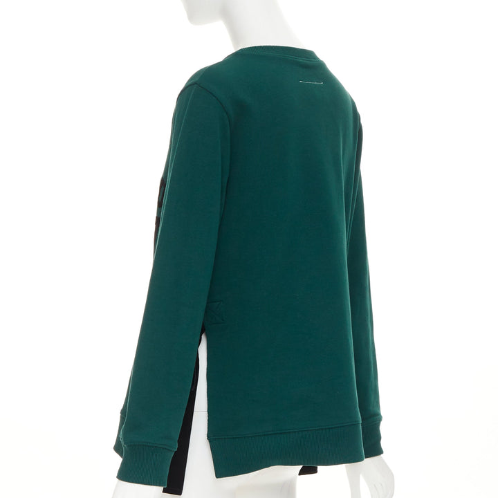 MAISON MARGIELA MM6 Rue St Maur velvet varsity green ribbon trim sweater S