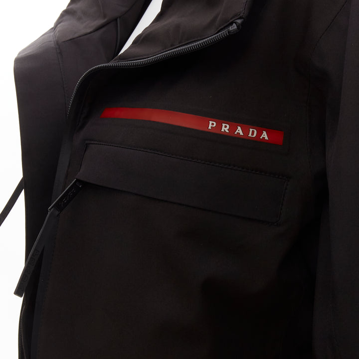 PRADA 2021 Linea Rossa black nylon red logo technical ski jacket M