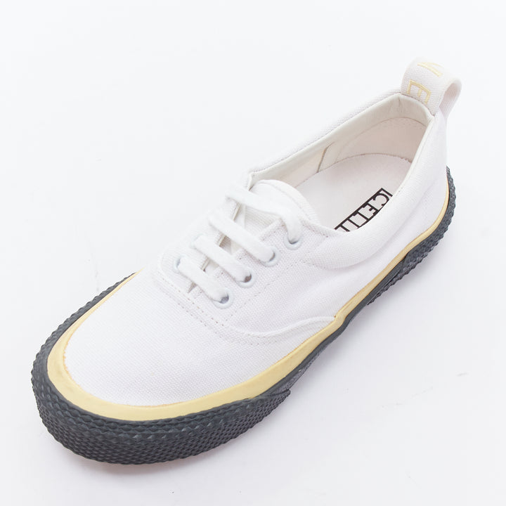 OLD CELINE white yellow trim canvas grey midsole skate sneakers EU37