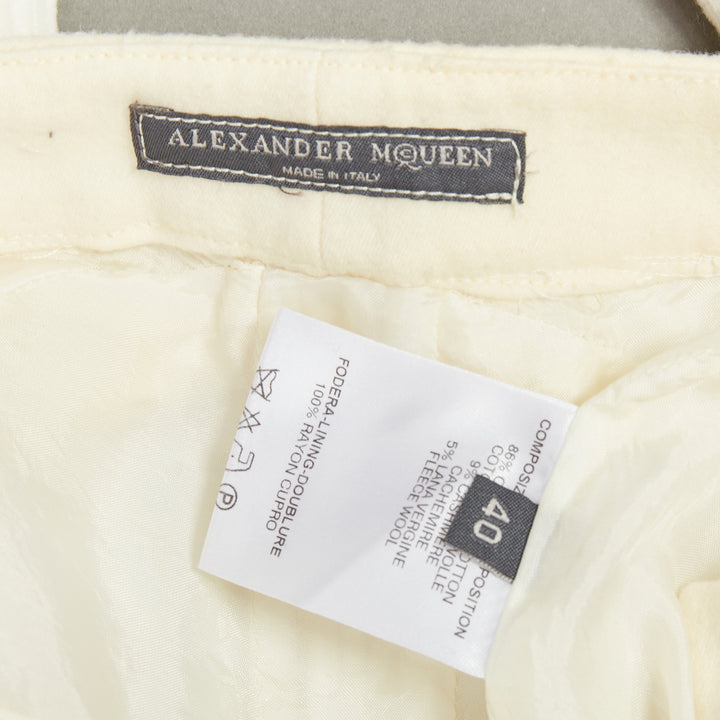 ALEXANDER MCQUEEN 2003 Vintage cream cotton blend zipper side flare pants IT40 S