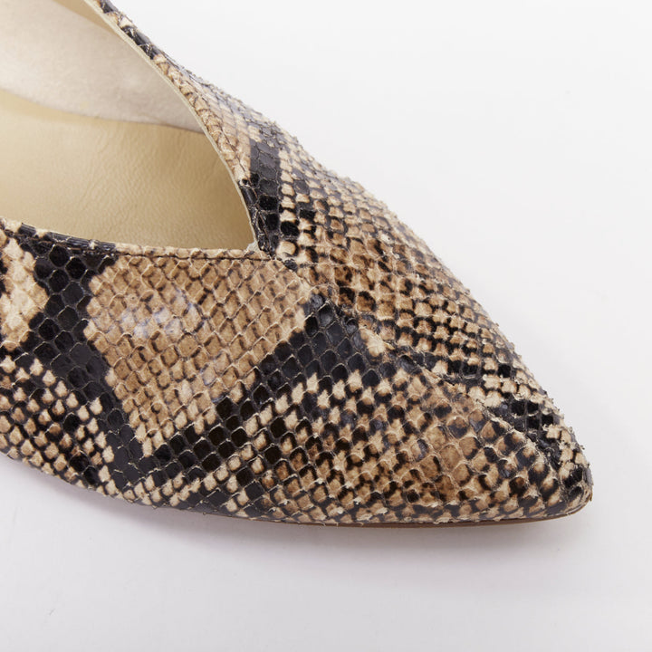 AEYDE Moa natural scaled leather V vamp point toe ballerina flats EU37