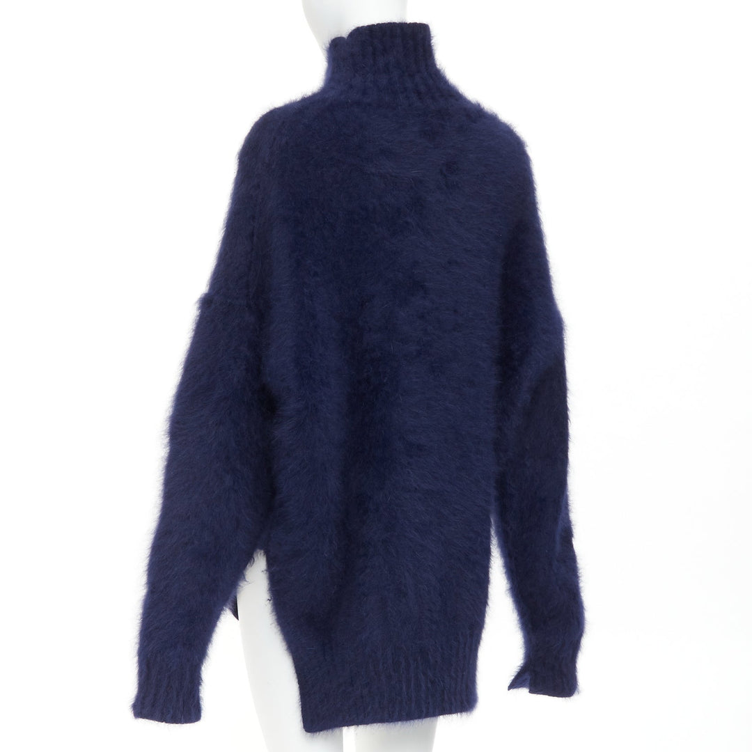CELINE 2017 Runway Phoebe Philo navy fuzzy angora oversized sweater M