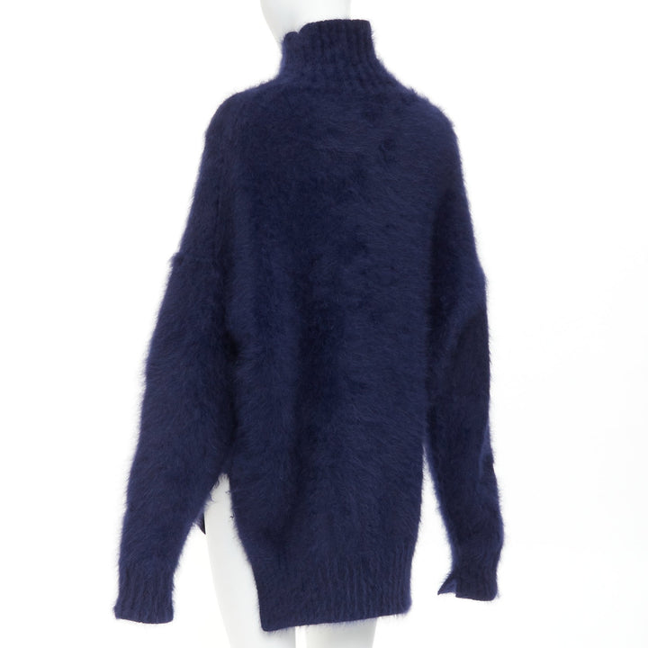 CELINE 2017 Runway Phoebe Philo navy fuzzy angora oversized sweater M