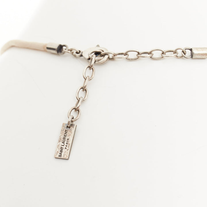 SAINT LAURENT Bridal Petite Fleur Carnation ivory frayed petal choker necklace