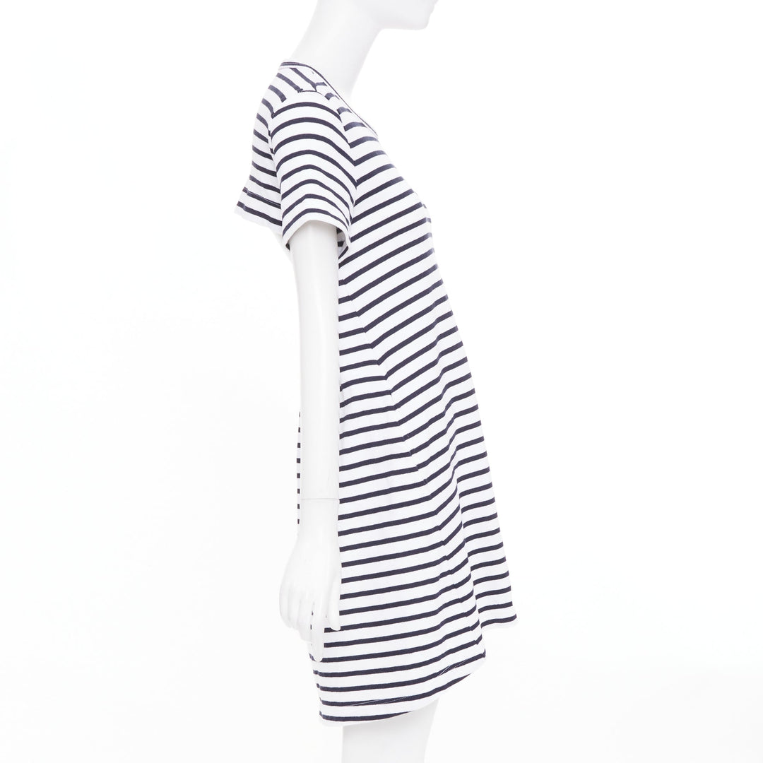 SACAI 2018 striped cut out back poplin panel asymmetric apparel dress JP2 M