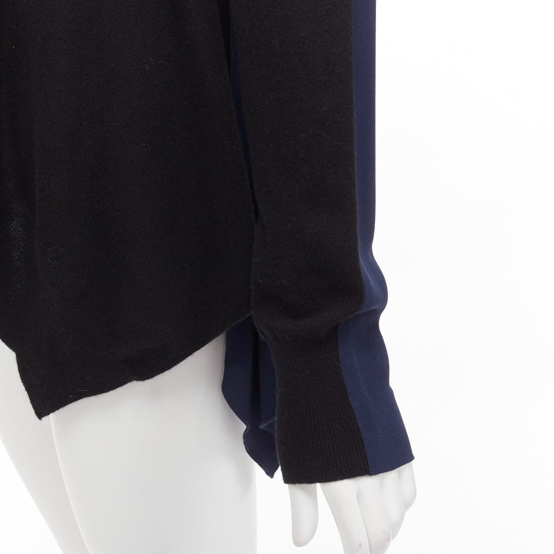 STELLA MCCARTNEY 2014 black navy virgin wool handkerchief sweater top IT42 M