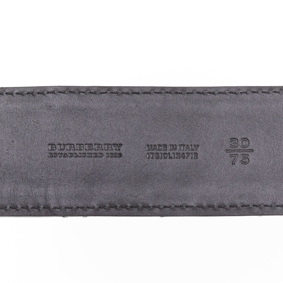 BURBERRY black patent leather diamond quilted rectangular buckle belt 75cm