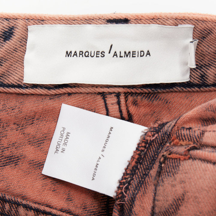 MARQUES ALMEIDA pink blue acid wash recycled cotton frayed safari skirt UK4 XXS
