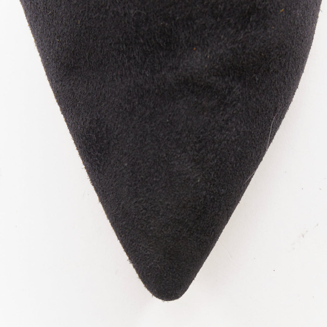 PAUL ANDREW Certosa black suede pointy toe high heel mules EU39.5
