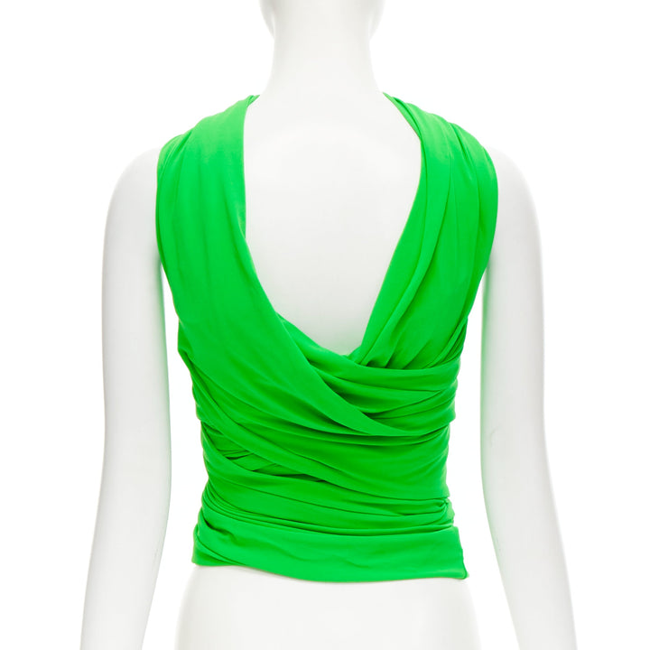 BALENCIAGA 2019 Runway green draped wrap bustier halter top FR36 S