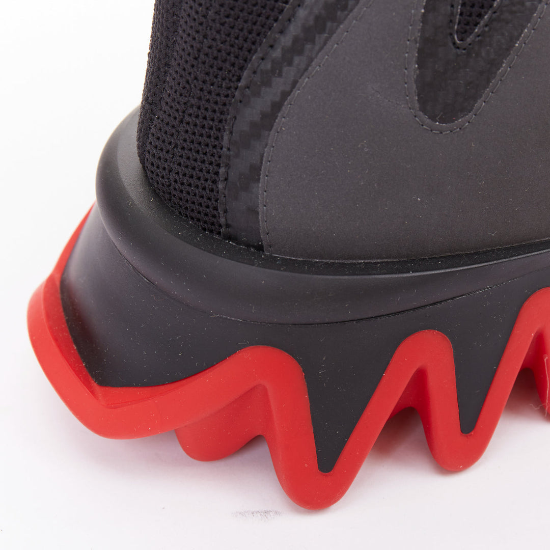 CHRISTIAN LOUBOUTIN Sharky Sock black sock spikey sole sneaker boot EU45 US12