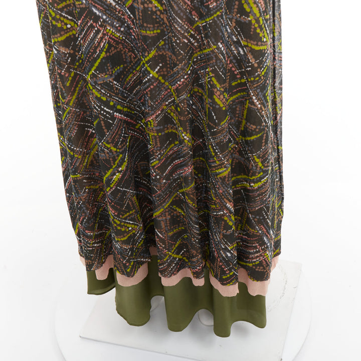 SEVERINE PERAUDIN Vintage Sinop brown opium purple abstract long dress M