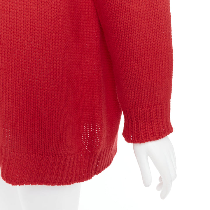 CHRISTIAN DIOR 100% cashmere red black J'Adior 8 oversized sweater FR34 XS