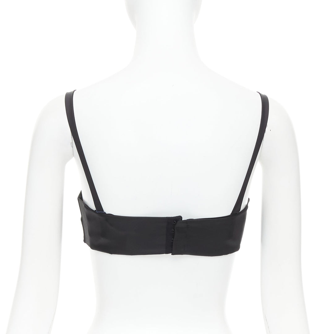 PRADA Re-Nylon black triangle logo cut out contour crop top bralette IT36 XS