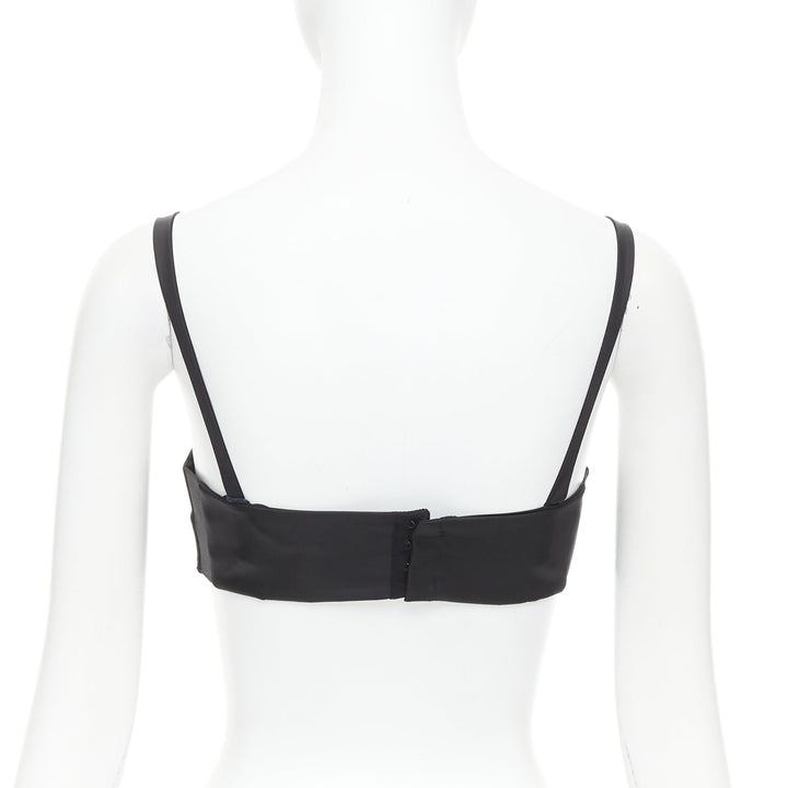 PRADA Re-Nylon black triangle logo cut out contour crop top bralette IT36 XS