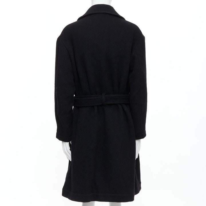 YOHJI YAMAMOTO Vintage black wool blend belted long line winter coat JP3 L