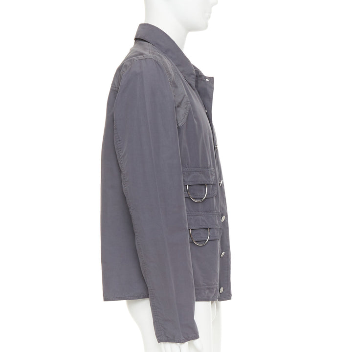 NAMACHEKO 2022 Lupon grey cotton linen silver D-ring utilitarian shirt jacket L