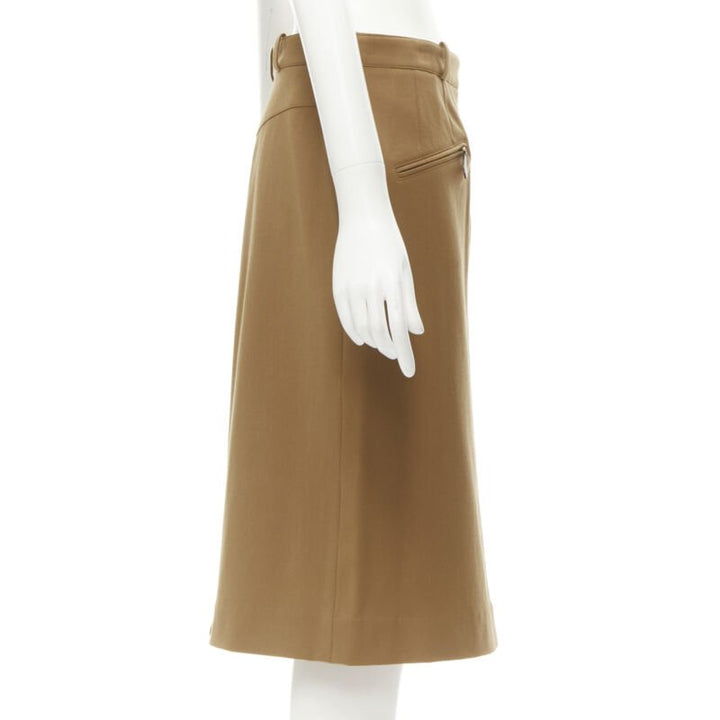 Female mannequin wearing Hermes Brown Wool Women Skirt in Size FR42 | Available at JHROP