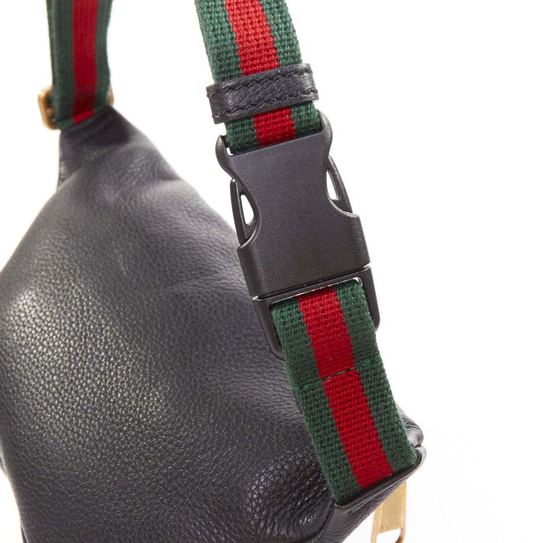 GUCCI  Alessandro Michele black vintage logo print web small crossbody belt bag