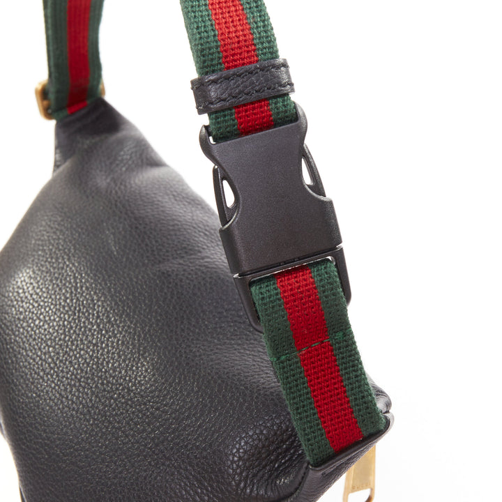 GUCCI  Alessandro Michele black vintage logo print web small crossbody belt bag