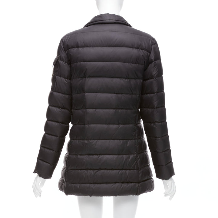 MONCLER Norme Afnor black quilted puffer zip front A line coat Sz3 L