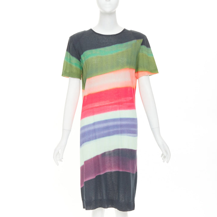 DRIES VAN NOTEN 2021 Len Lye  Runway multicolor  shoulder pad tshirt dress S