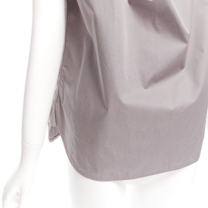 MARNI grey cotton drape cut out collar utility collar boxy top IT36 XS