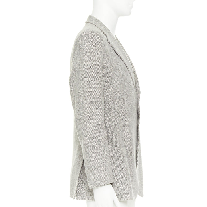 LORO PIANA grey cotton patch pocket 3-button single breasted blazer EU50 L