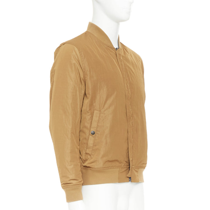 KENT AND CURWEN Reversible navy brown cotton blend zip up bomber jacket M