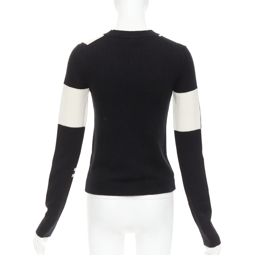 HERMES Brides de Gala 100% Scottish cashmere black white intarsia sweater FR36 S