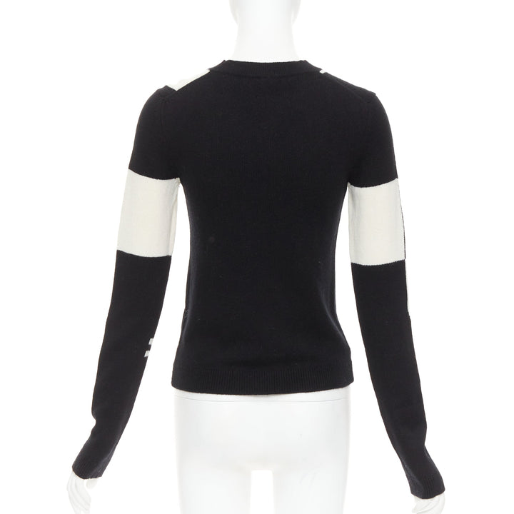 HERMES Brides de Gala 100% Scottish cashmere black white intarsia sweater FR36 S