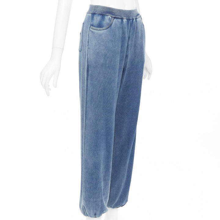 CHLOE blue white faded wash cotton blend relaxed jogger pants M