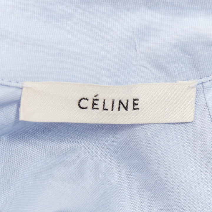 OLD CELINE 2017 Runway blue colorblock reversed pleated hem shirt dress