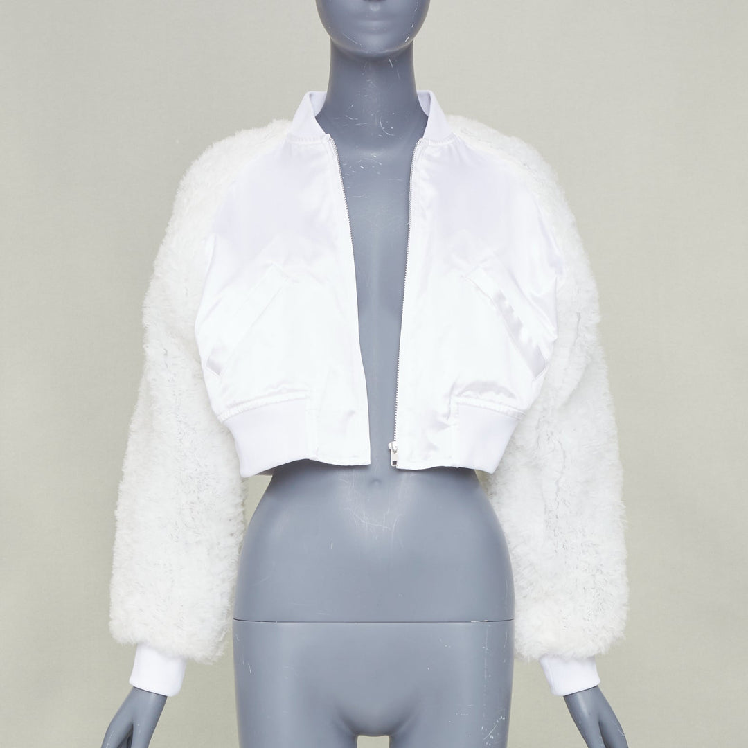 COMME DES GARCONS GIRL 2022 white tulle ruffle sleeve satin cropped jacket M
