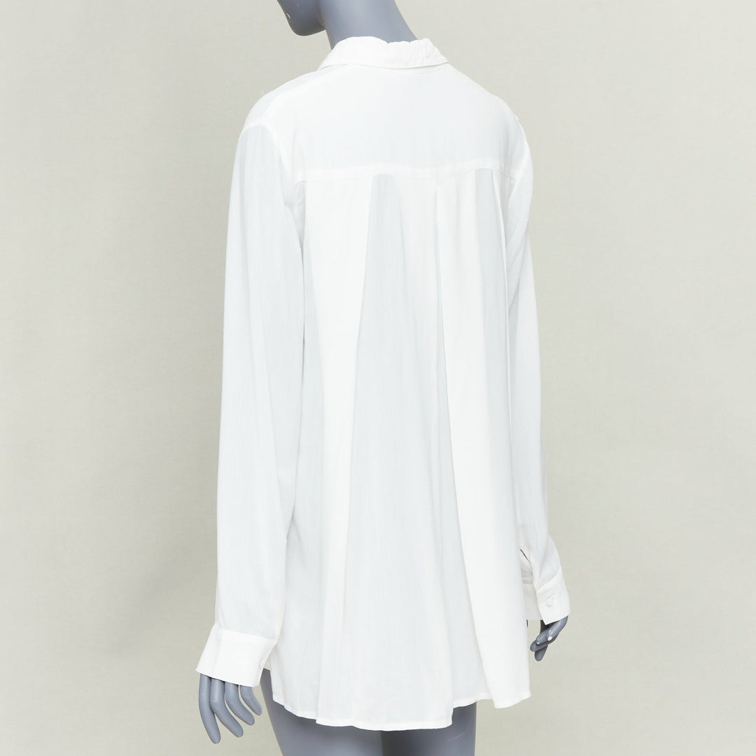 THE ROW Carlton Pleated Back Fluid Crepe white viscose long sleeve shirt XS